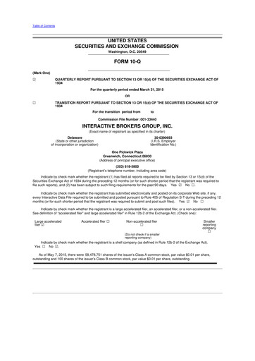 Miniature Interactive Brokers
 10-Q Rapport trimestriel 2015 