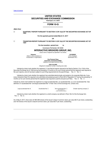 Miniature Interactive Brokers
 10-Q Rapport trimestriel 2017 