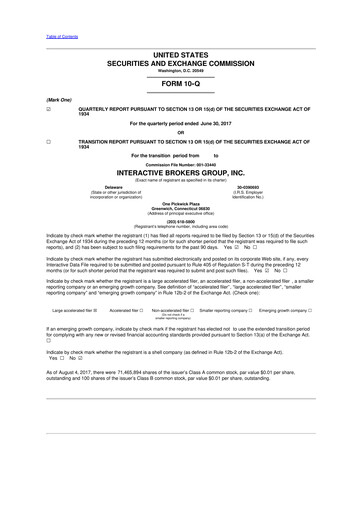 Miniature Interactive Brokers
 10-Q Rapport trimestriel 2017 