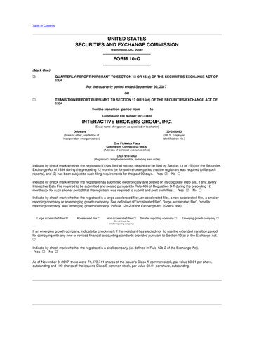 Miniature Interactive Brokers
 10-Q Rapport trimestriel 2017 