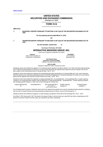 Miniature Interactive Brokers
 10-Q Rapport trimestriel 2018 