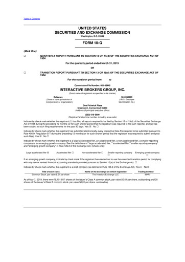 Miniature Interactive Brokers
 10-Q Rapport trimestriel 2019 