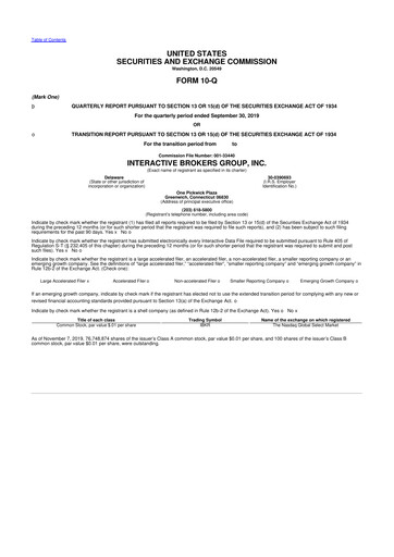 Miniature Interactive Brokers
 10-Q Rapport trimestriel 2019 