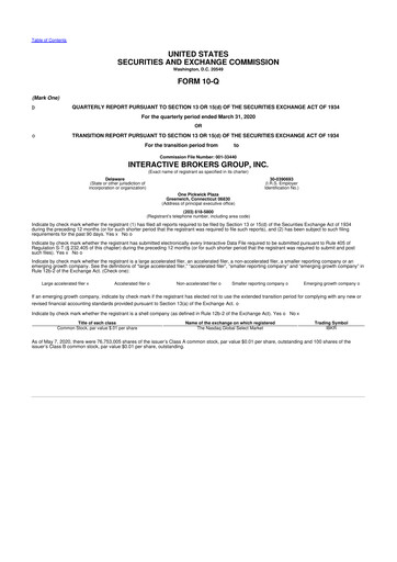 Miniature Interactive Brokers
 10-Q Rapport trimestriel 2020 