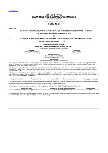 Miniature Interactive Brokers
 10-Q Rapport trimestriel 2020 