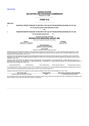 Miniature Interactive Brokers
 10-Q Rapport trimestriel 2021 