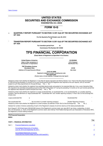 Thumbnail TFS Financial 10-Q Quarterly Report FY2012 