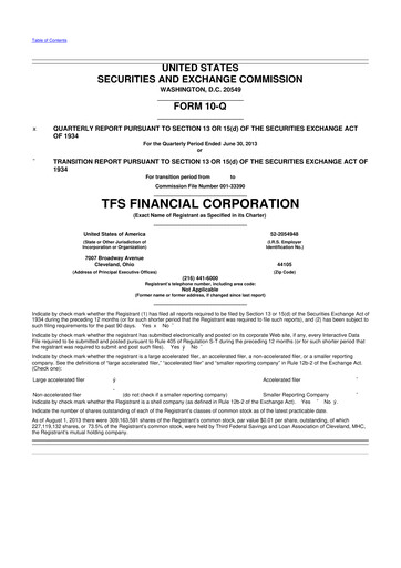 Thumbnail TFS Financial 10-Q Quarterly Report FY2013 