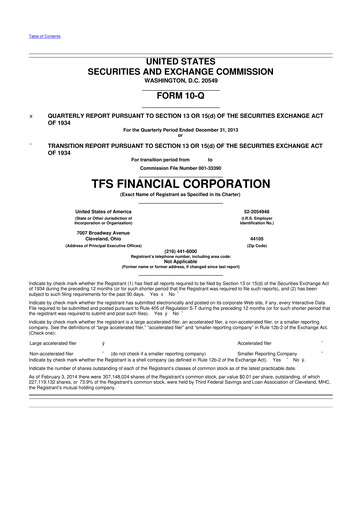 Thumbnail TFS Financial 10-Q Quarterly Report FY2014 