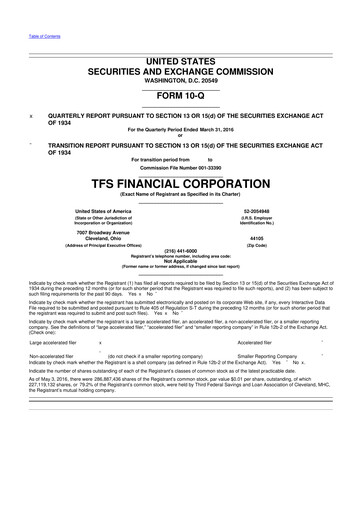 Thumbnail TFS Financial 10-Q Quarterly Report FY2016 