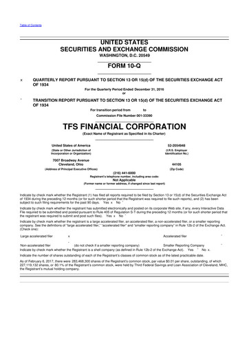 Thumbnail TFS Financial 10-Q Quarterly Report FY2017 