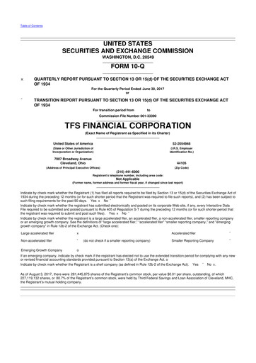 Thumbnail TFS Financial 10-Q Quarterly Report FY2017 