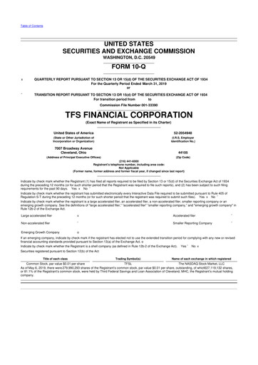 Thumbnail TFS Financial 10-Q Quarterly Report FY2019 