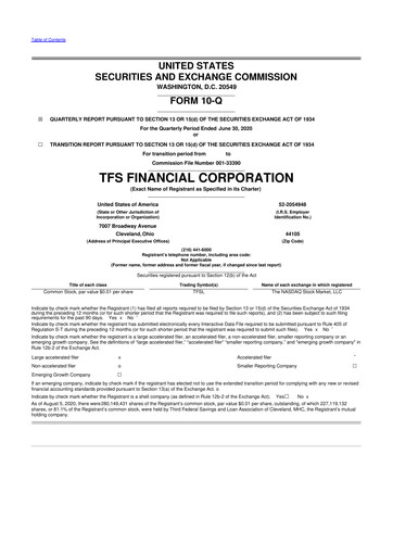 Thumbnail TFS Financial 10-Q Quarterly Report FY2020 