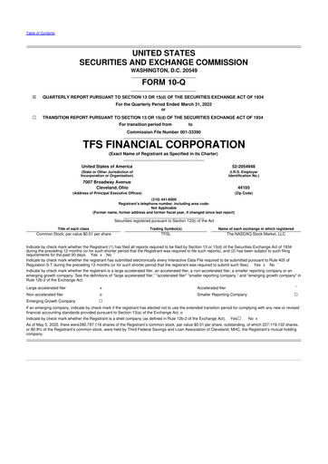 Thumbnail TFS Financial 10-Q Quarterly Report FY2022 