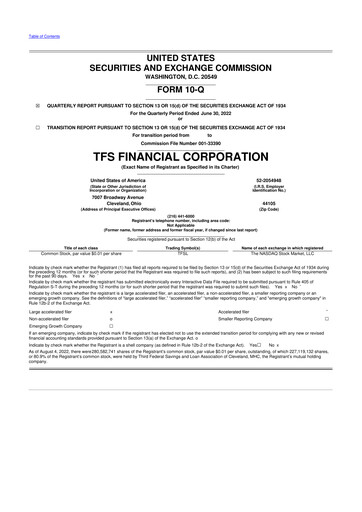 Thumbnail TFS Financial 10-Q Quarterly Report FY2022 