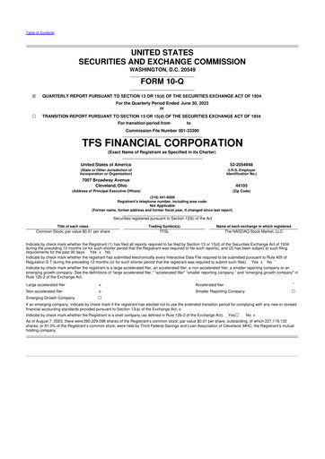 Thumbnail TFS Financial 10-Q Quarterly Report FY2023 