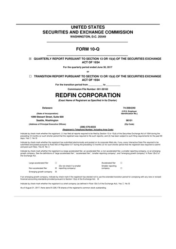 Thumbnail Redfin 10-Q Quarterly Report FY2017 