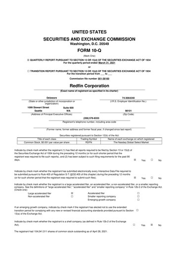 Thumbnail Redfin 10-Q Quarterly Report FY2021 