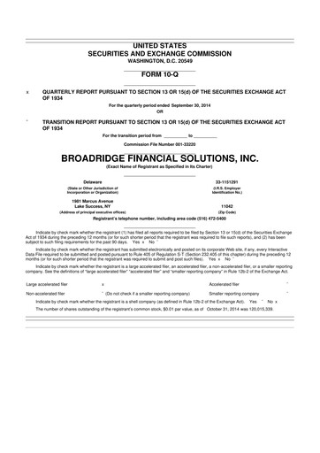 Thumbnail Broadridge Financial Solutions
 10-Q Quarterly Report FY2015 