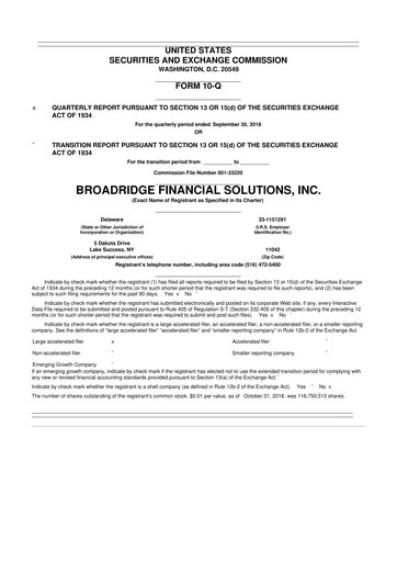 Thumbnail Broadridge Financial Solutions
 10-Q Quarterly Report FY2019 