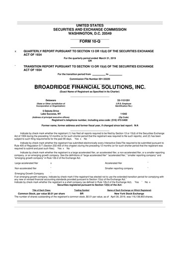 Thumbnail Broadridge Financial Solutions
 10-Q Quarterly Report FY2019 