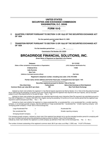 Thumbnail Broadridge Financial Solutions
 10-Q Quarterly Report FY2020 