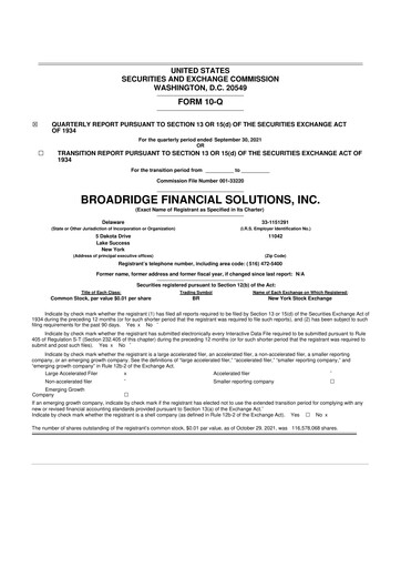 Thumbnail Broadridge Financial Solutions
 10-Q Quarterly Report FY2021 