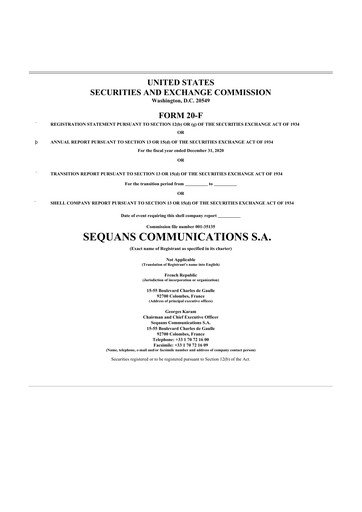 Thumbnail Sequans Communications 20-F Annual Report 2020