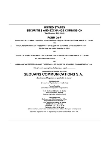 Thumbnail Sequans Communications 20-F Annual Report 