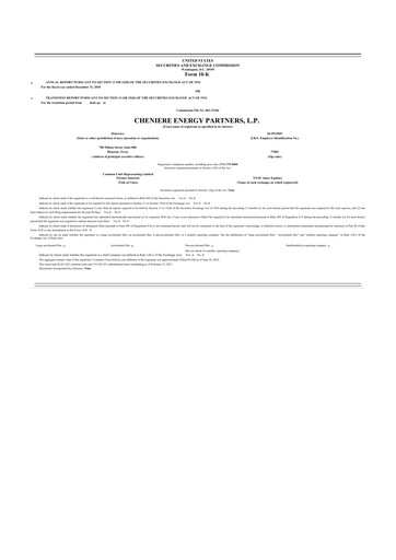 Thumbnail Cheniere Energy
Partners 10-K Annual Report 