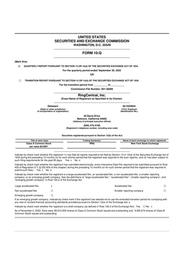 Thumbnail RingCentral
 10-Q Quarterly Report FY2022 