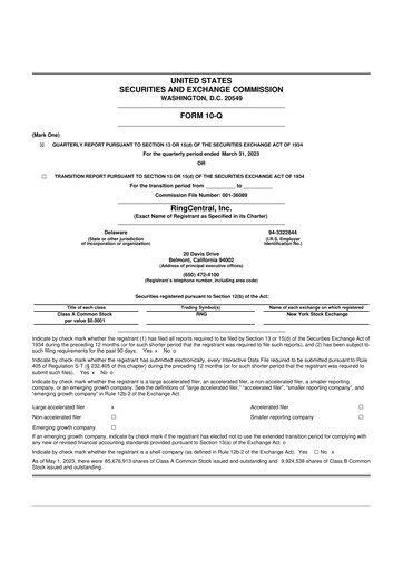 Thumbnail RingCentral
 10-Q Quarterly Report FY2023 