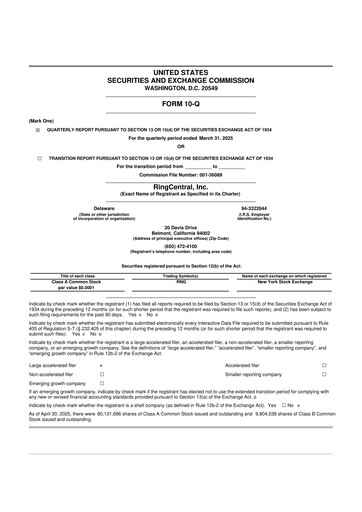Thumbnail RingCentral
 10-Q Quarterly Report FY2025 