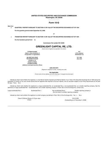 Thumbnail Greenlight Re 10-Q Quarterly Report FY 