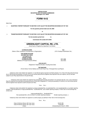 Thumbnail Greenlight Re 10-Q Quarterly Report FY 