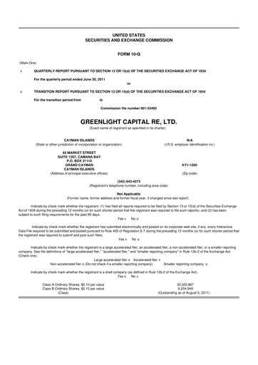 Thumbnail Greenlight Re 10-Q Quarterly Report FY2011 