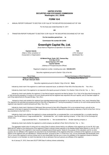 Thumbnail Greenlight Re 10-K Annual Report 2011