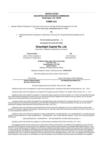 Thumbnail Greenlight Re 10-K Annual Report 2012