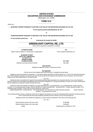 Thumbnail Greenlight Re 10-Q Quarterly Report FY2017 