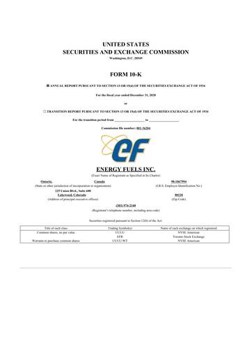 Thumbnail Energy Fuels
 10-K Annual Report 2020