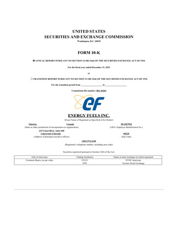 Thumbnail Energy Fuels
 10-K Annual Report 2023