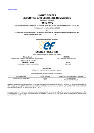 Vorschaubild Energy Fuels
 10-Q Quartalsbericht 2025 