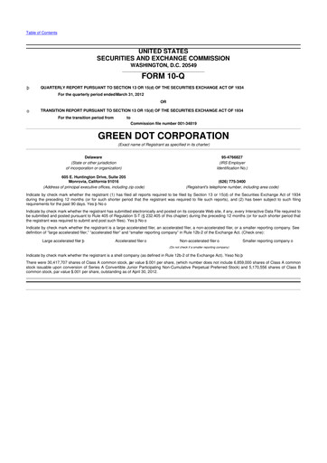 Thumbnail Green Dot 10-Q Quarterly Report FY2012 