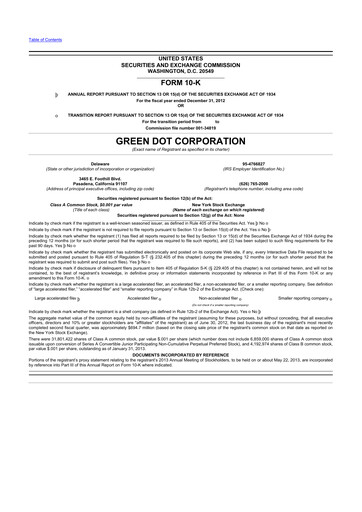 Thumbnail Green Dot 10-K Annual Report 2012