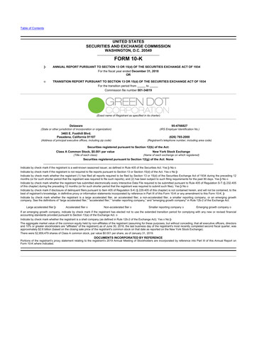 Thumbnail Green Dot 10-K Annual Report 2018