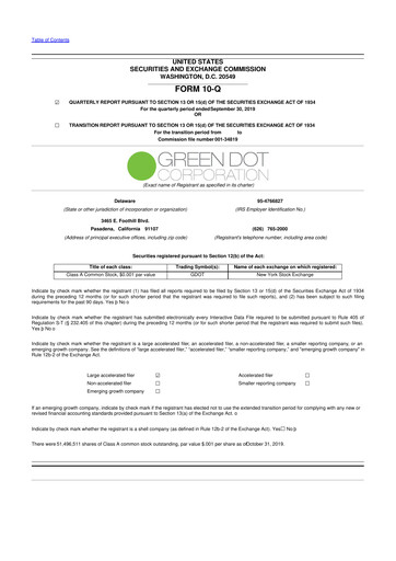 Thumbnail Green Dot 10-Q Quarterly Report FY2019 