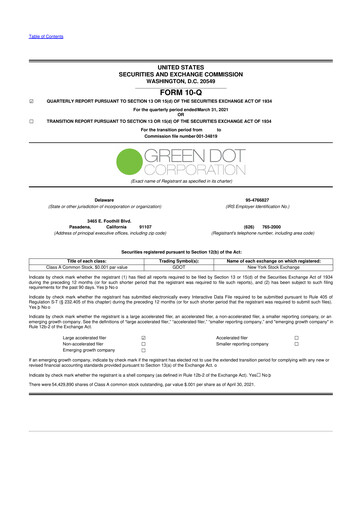 Thumbnail Green Dot 10-Q Quarterly Report FY2021 