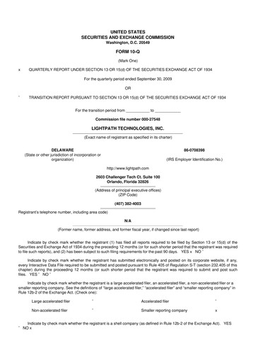 Vorschaubild LightPath Technologies 10-Q Quartalsbericht  