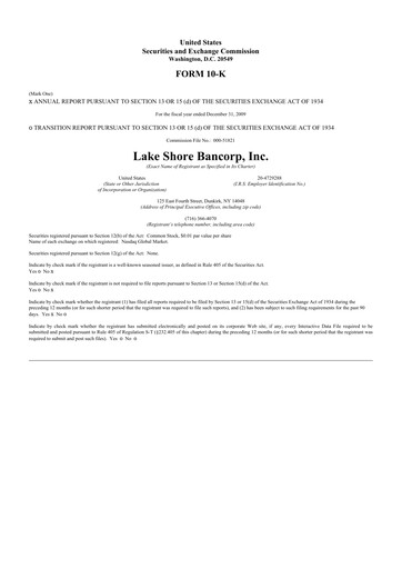 Thumbnail Lake Shore Bancorp 10-K Annual Report 